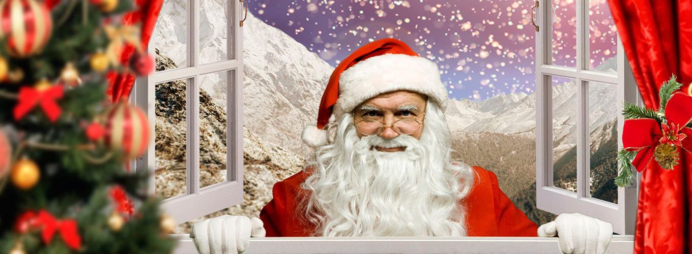 Новогоднее поздравление от Деда Мороза в окно